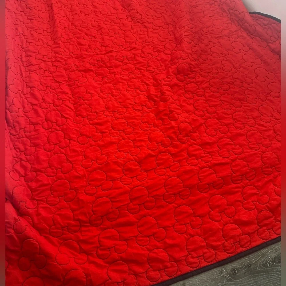 Disney Red Quilted Comforter with Subtle Stitch Motif